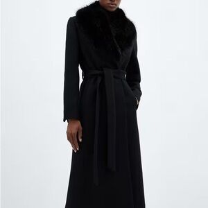 Dolce Wool Blend Detachable Faux Fur Collar Coat